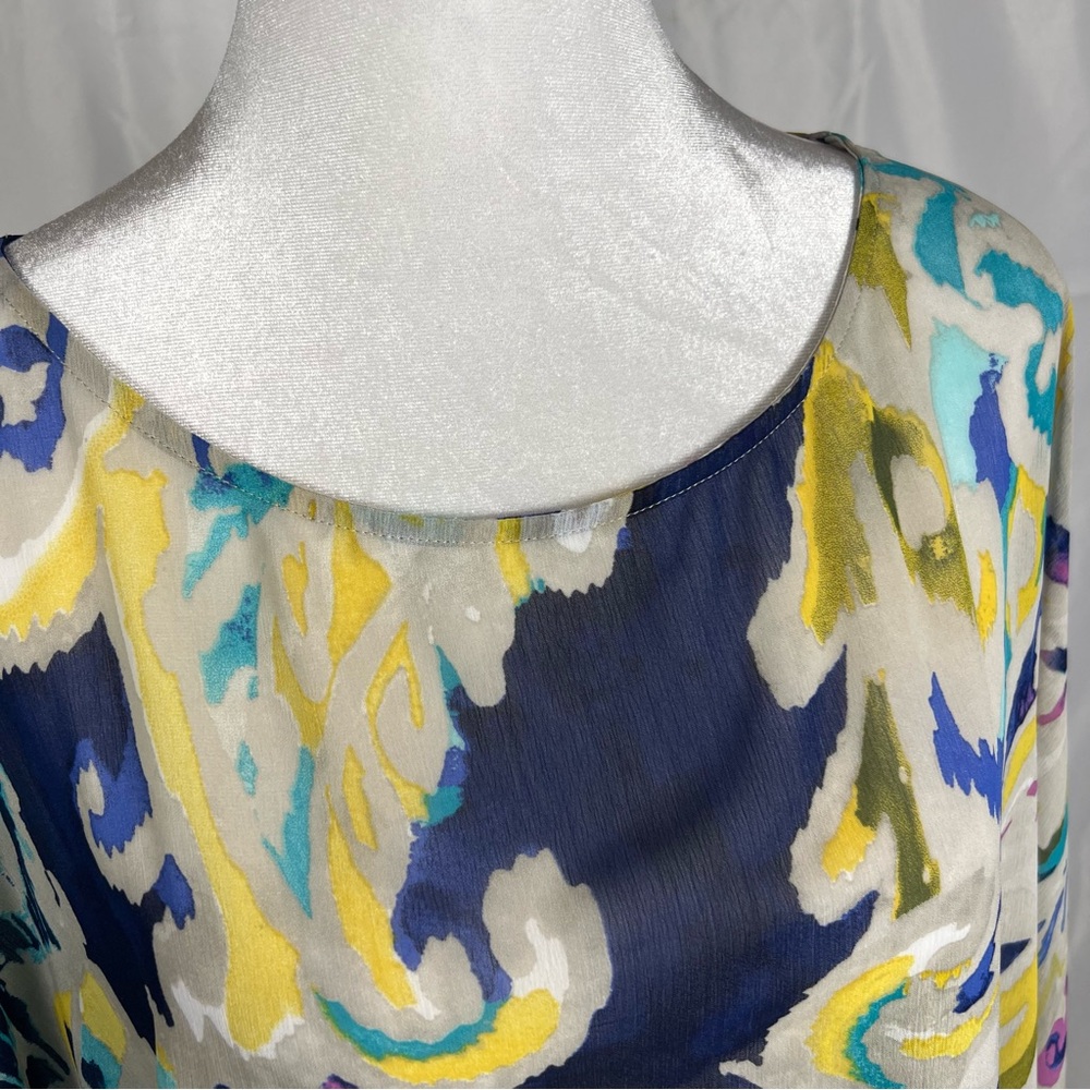 NWT Chico’s hand-painted paisley Chianti sheer poncho in Nocturne Navy. - Picture 3 of 10